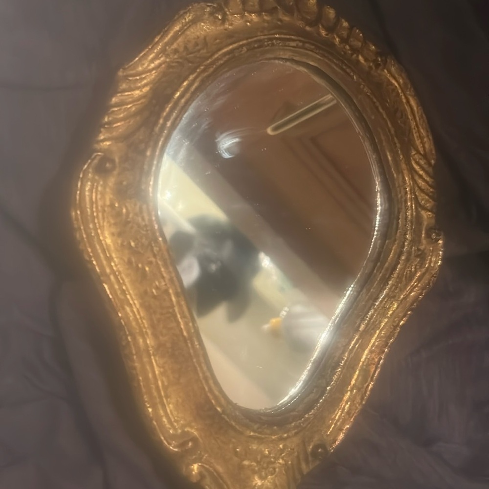 Vintage Florentine Hand Carved Hand Mirror